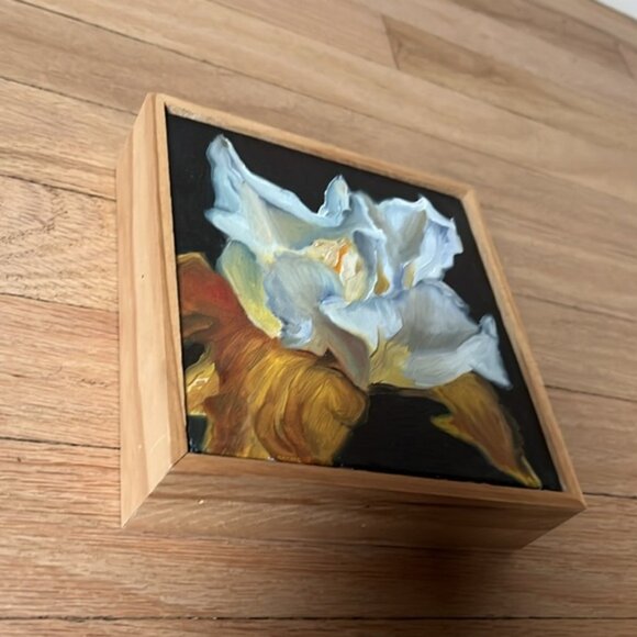 Framed Flower Painting Hand Painted 6.5” x 6.5” - Picture 2 of 3